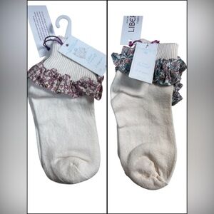 Edgehill Collection Cream Socks with Floral Ruffle